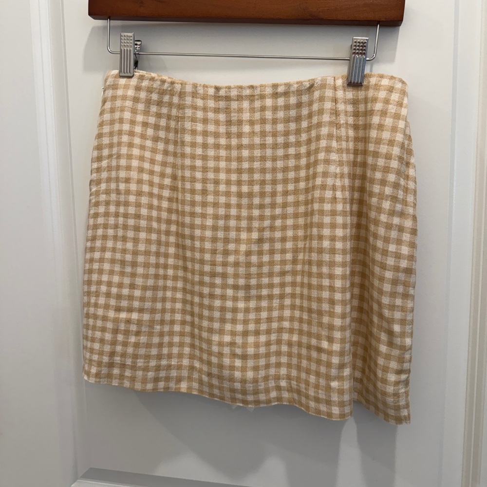 Abercrombie & Fitch Tan and Cream Gingham Mini Skort